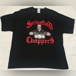 Vtg 2004 Springfield Choppers Motorcycle Homer Simpson Black Red T Shirt Sz XL